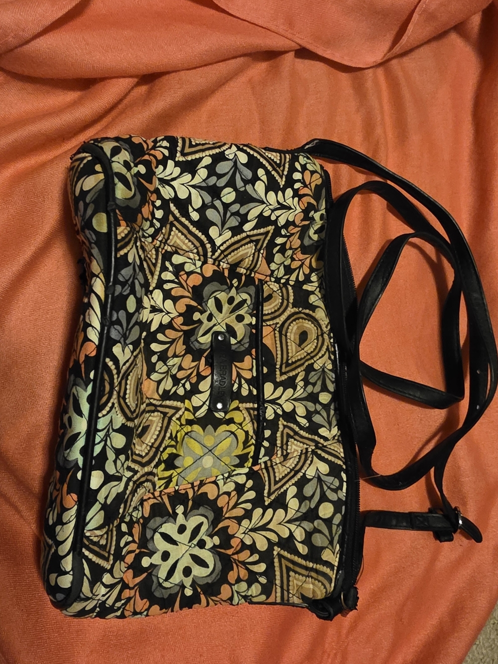 4/$67 Deal! Vera Bradley Black Floral Quilted Crossbody Bag